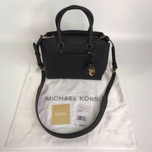 Michael Kors Park 30T9GP9M2L Black Satchel Leather Purse